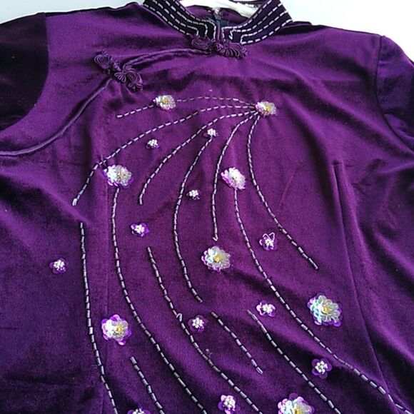 Vintage Kevin T Elegant Purple Large Maxi Dress Embellishments Special Event - Picture 5 of 14